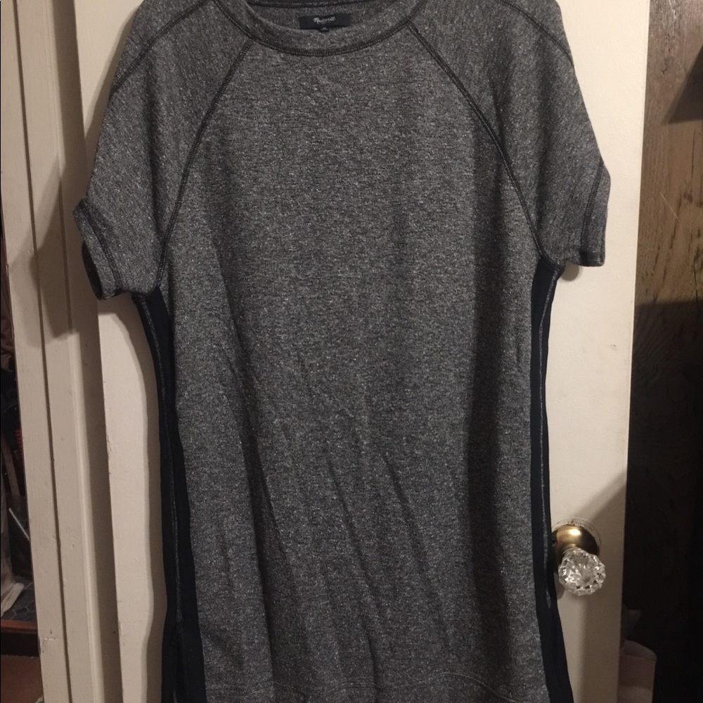 Madewell black striped gray sweater dress